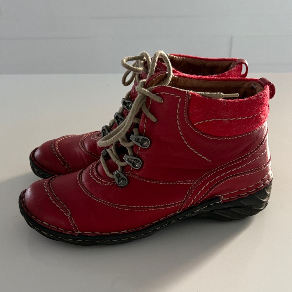 37 (6-6.5) Josef Seibel Red Ankle Boots - comfort shoes